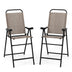 Patio Folding Bar Stool Set of 2 with Metal Frame and Footrest-Blue - Minihomy