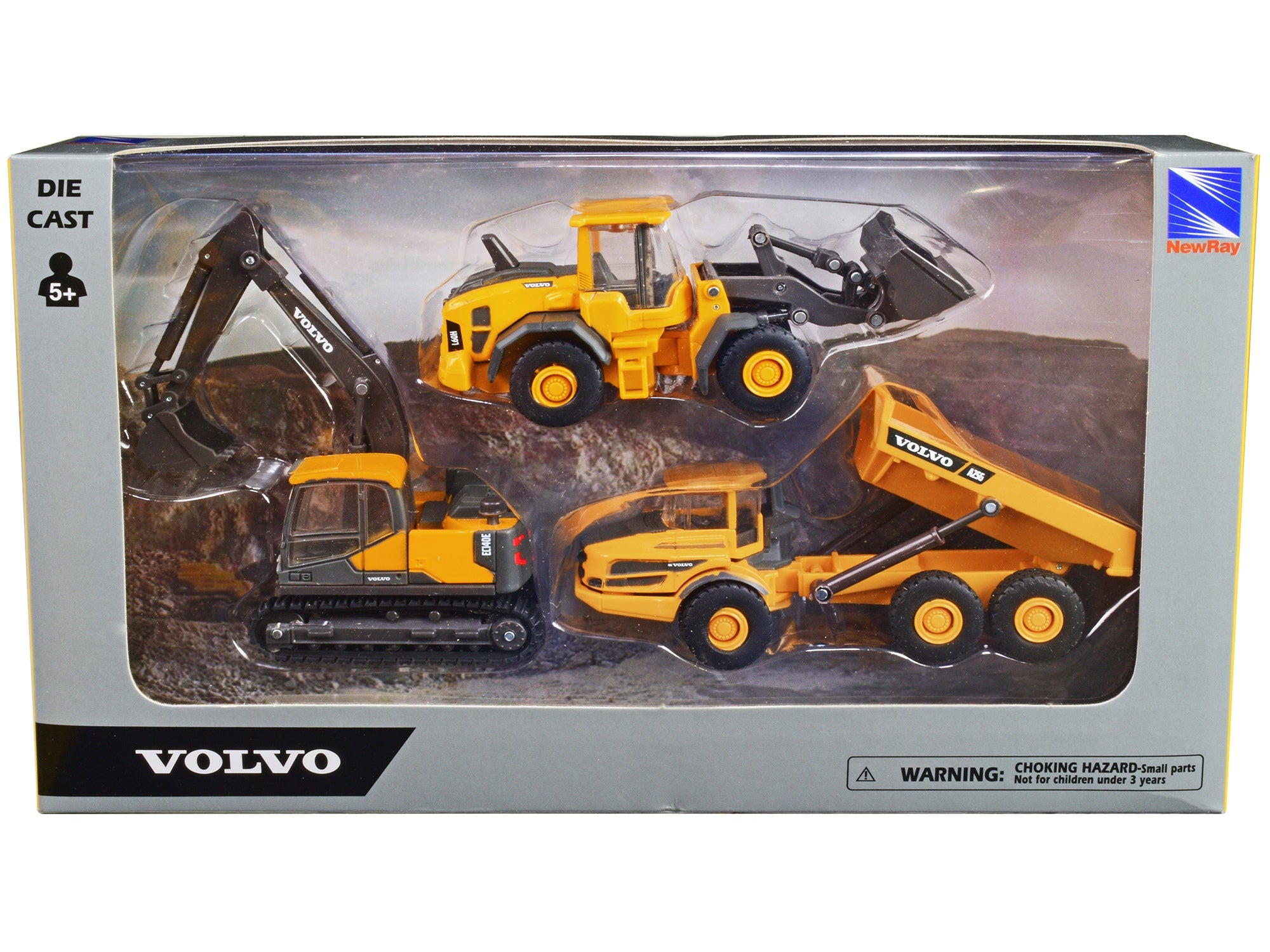 "Volvo Construction Vehicles" Set of 3 pieces Diecast Models by New Ray - Minihomy