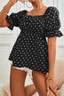 Polka Dot Short Flounce Sleeve Blouse