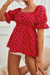 Polka Dot Short Flounce Sleeve Blouse