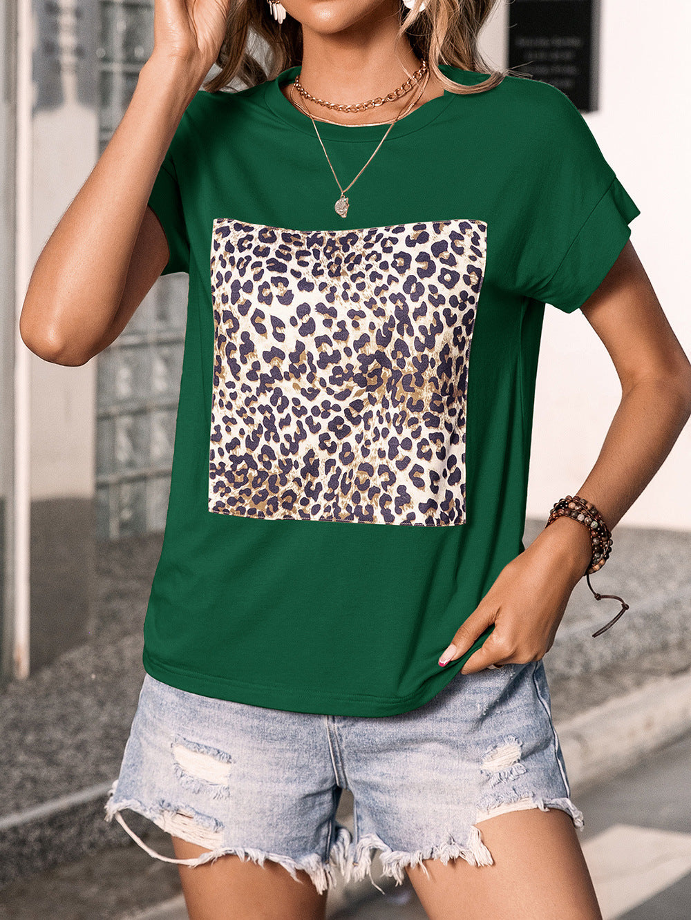 Animal Print Round Neck T-Shirt