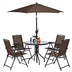 4 Pieces Folding Dining Chairs with Steel Armrests and Sling Back - Color: Brown - Minihomy