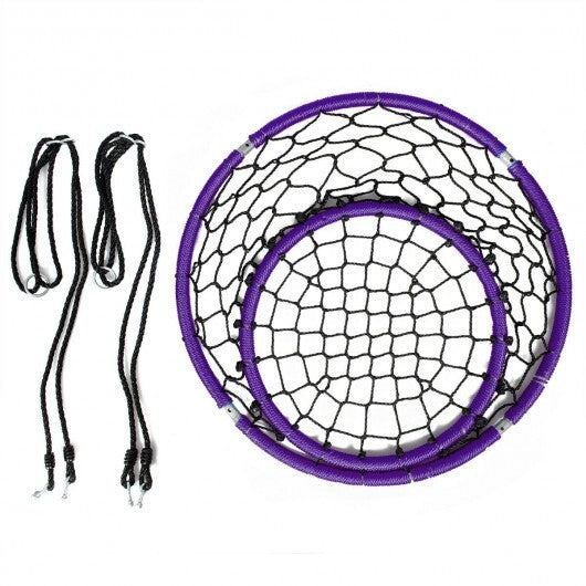 Net Hanging Swing Chair with Adjustable Hanging Ropes-Purple - Color: Purple - Minihomy