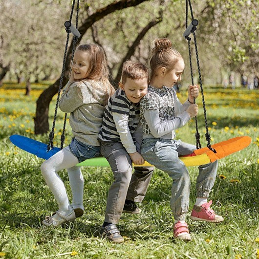 Saucer Tree Swing Surf Kids Outdoor Adjustable Oval Platform Set with Handle-Color - Color: Multicolor