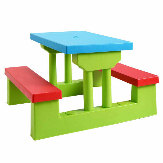 Kids Picnic Folding Table and Bench with Umbrella