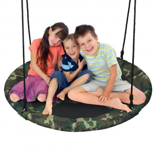 40 Inch Flying Saucer Tree Swing Outdoor Play Set with Adjustable Ropes Gift for Kids - Color: Camouflage - Minihomy