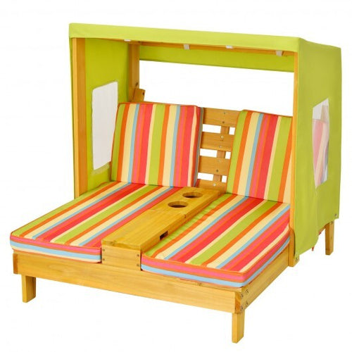 Kids Patio Lounge Chair with Cup Holders and Awning - Color: Multicolor