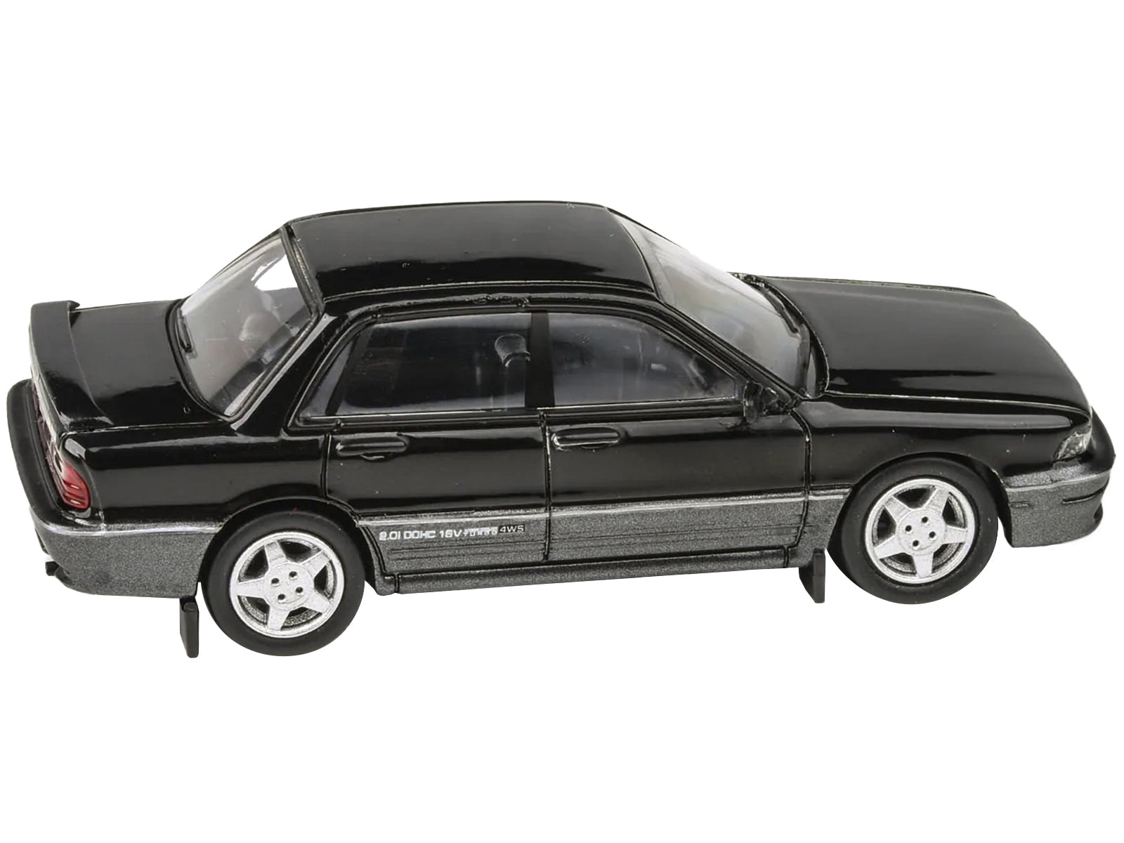 1988 Mitsubishi Galant VR-4 Lamp Black and Chateau Silver 1/64 Diecast Model Car by Paragon Models - Minihomy