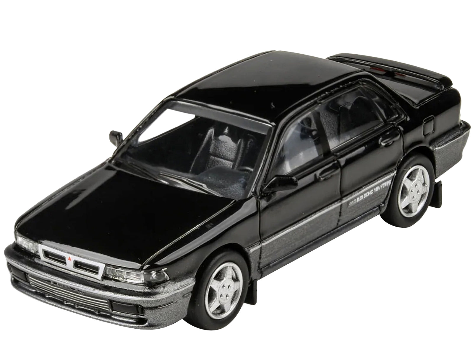 1988 Mitsubishi Galant VR-4 Lamp Black and Chateau Silver 1/64 Diecast Model Car by Paragon Models - Minihomy