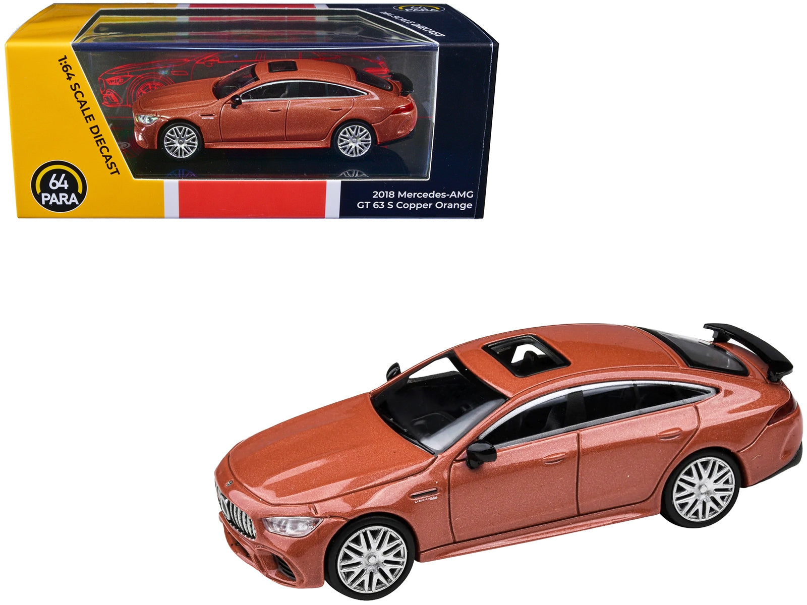 2018 Mercedes-AMG GT 63 S Copper Orange Metallic 1/64 Diecast Model Car by Paragon Models - Minihomy