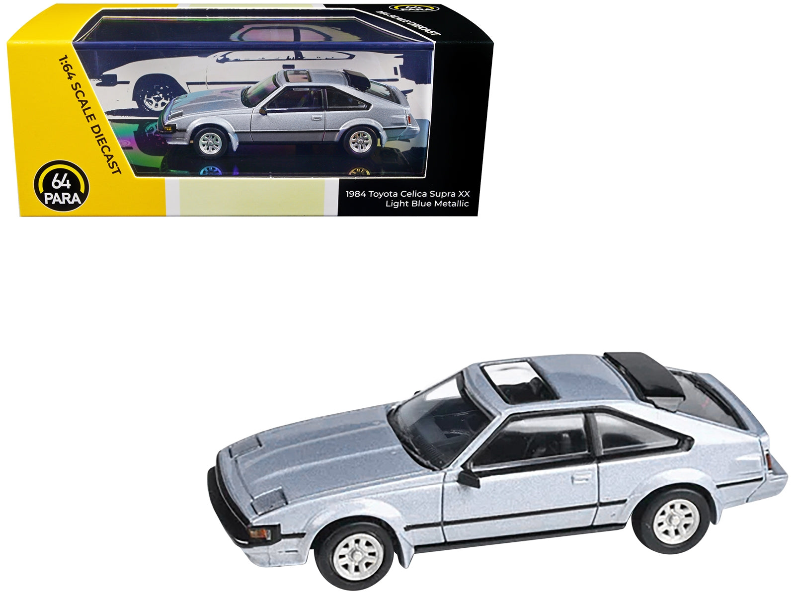 1984 Toyota Celica Supra XX Light Blue Metallic with Sunroof 1/64 Diecast Model Car by Paragon Models - Minihomy