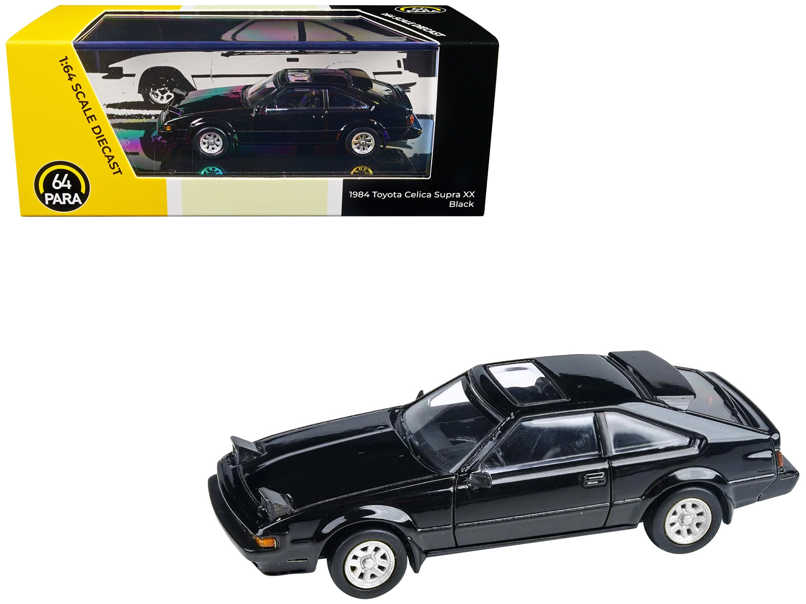 1984 Toyota Celica Supra XX Black with Sunroof 1/64 Diecast Model Car by Paragon Models - Minihomy