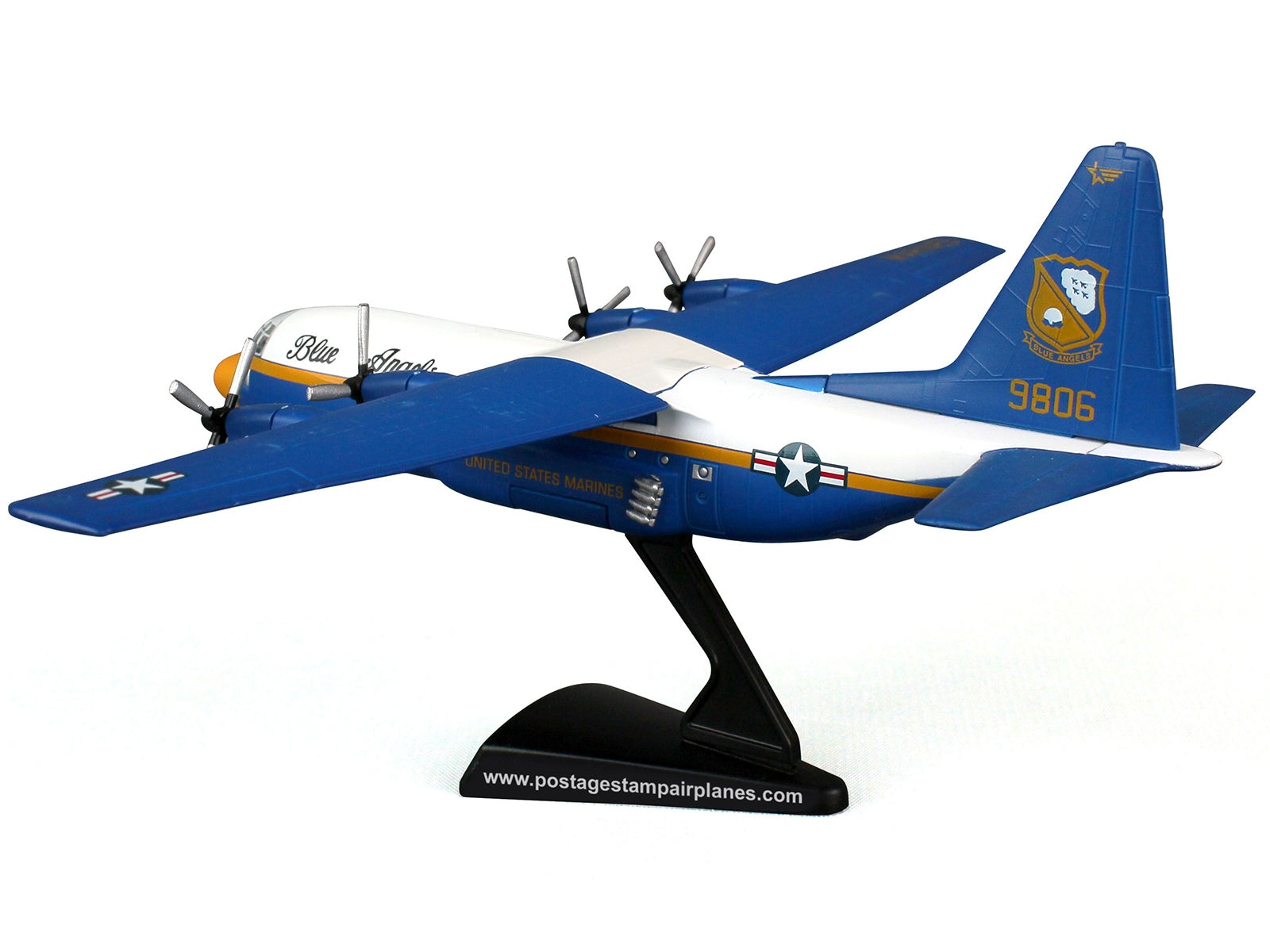 Lockheed C-130 Hercules Transport Aircraft "Fat Albert - Blue Angels" 1/200 Diecast Model Airplane by Postage Stamp - Minihomy