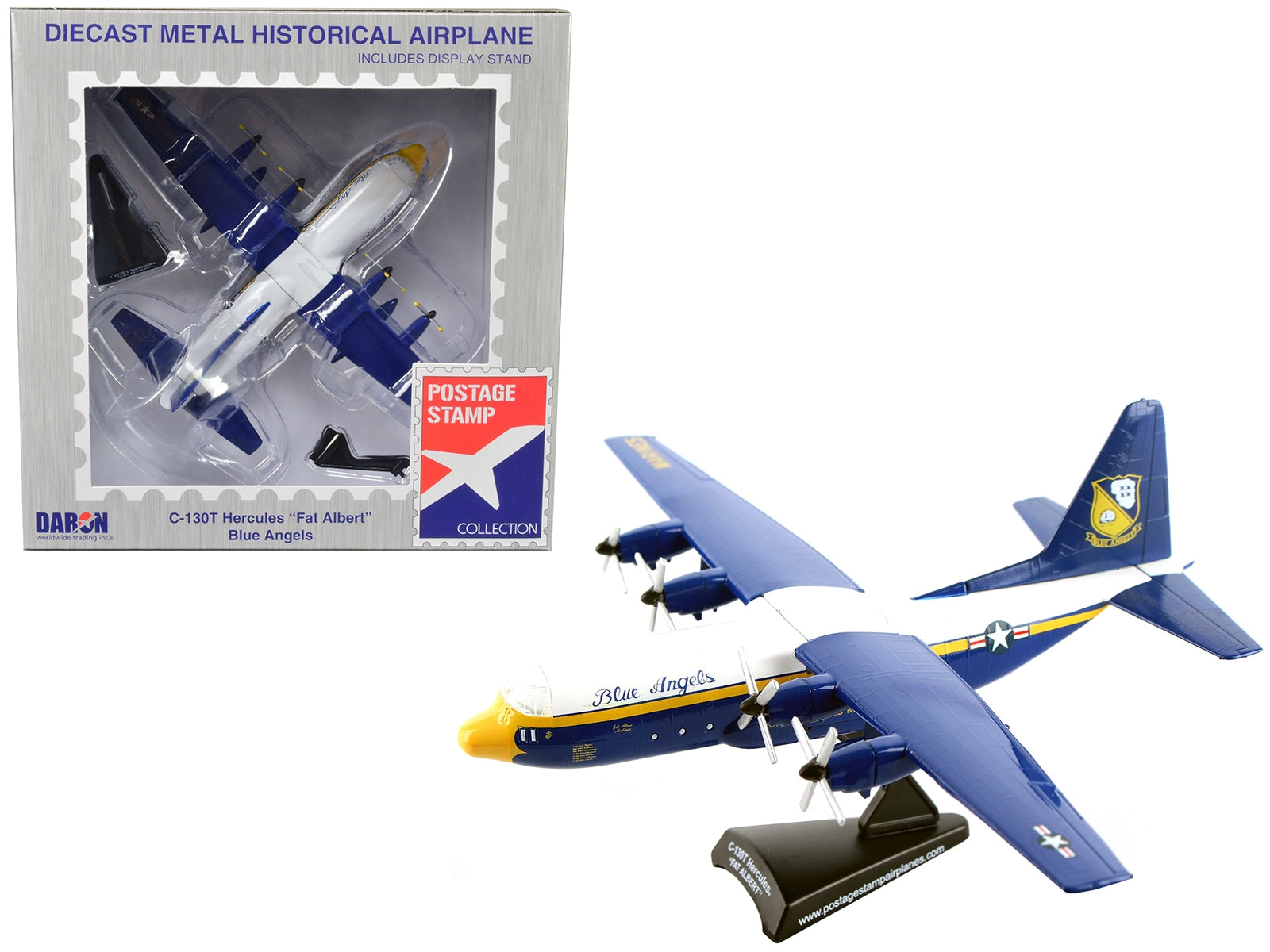 Lockheed C-130 Hercules Transport Aircraft "Fat Albert - Blue Angels" 1/200 Diecast Model Airplane by Postage Stamp - Minihomy