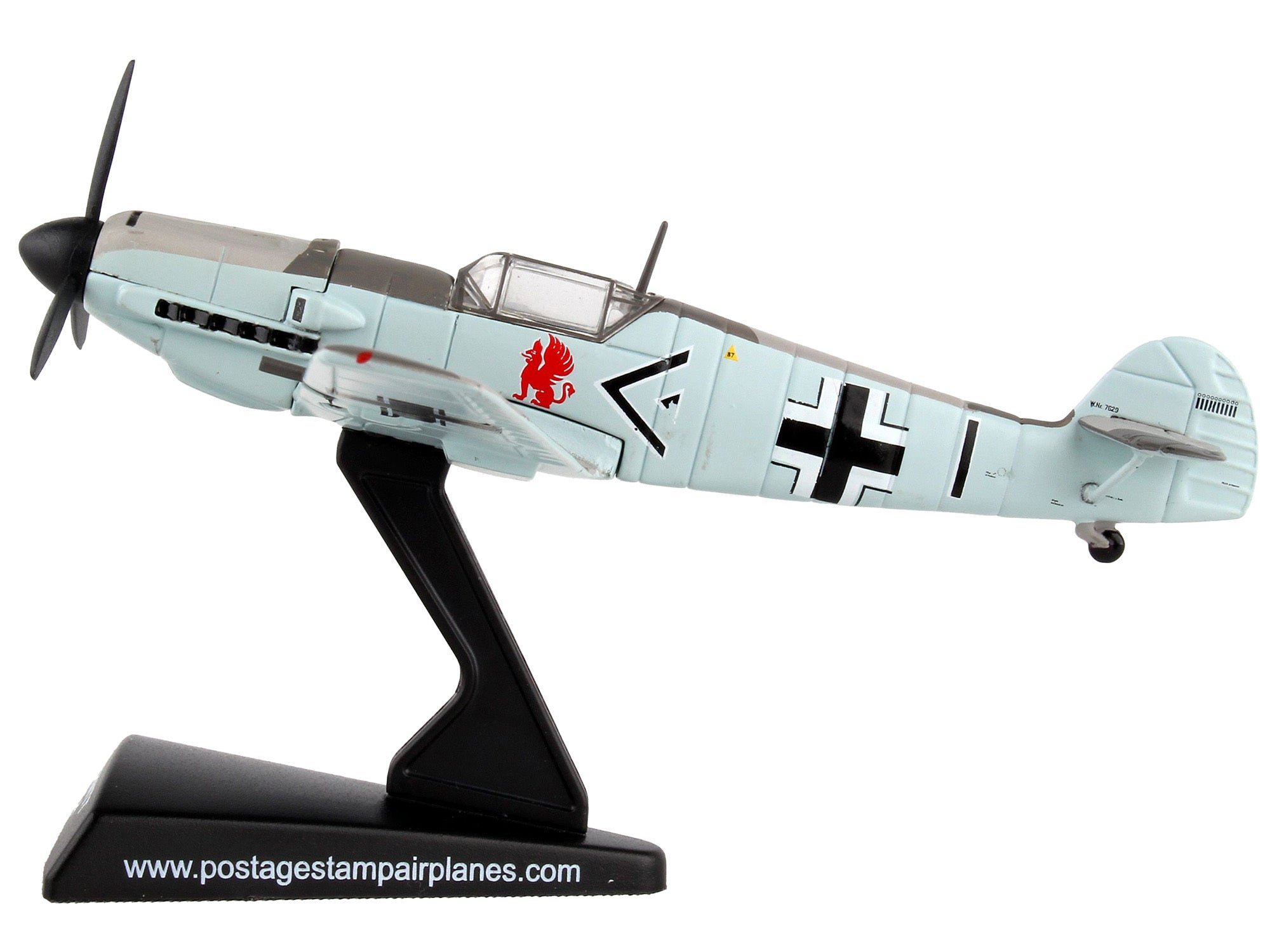 Messerschmitt Bf-109 Fighter Aircraft "Black 1 Ace Adolf Galland" German Luftwaffe 1/87 Diecast Model Airplane by Postage Stamp - Minihomy