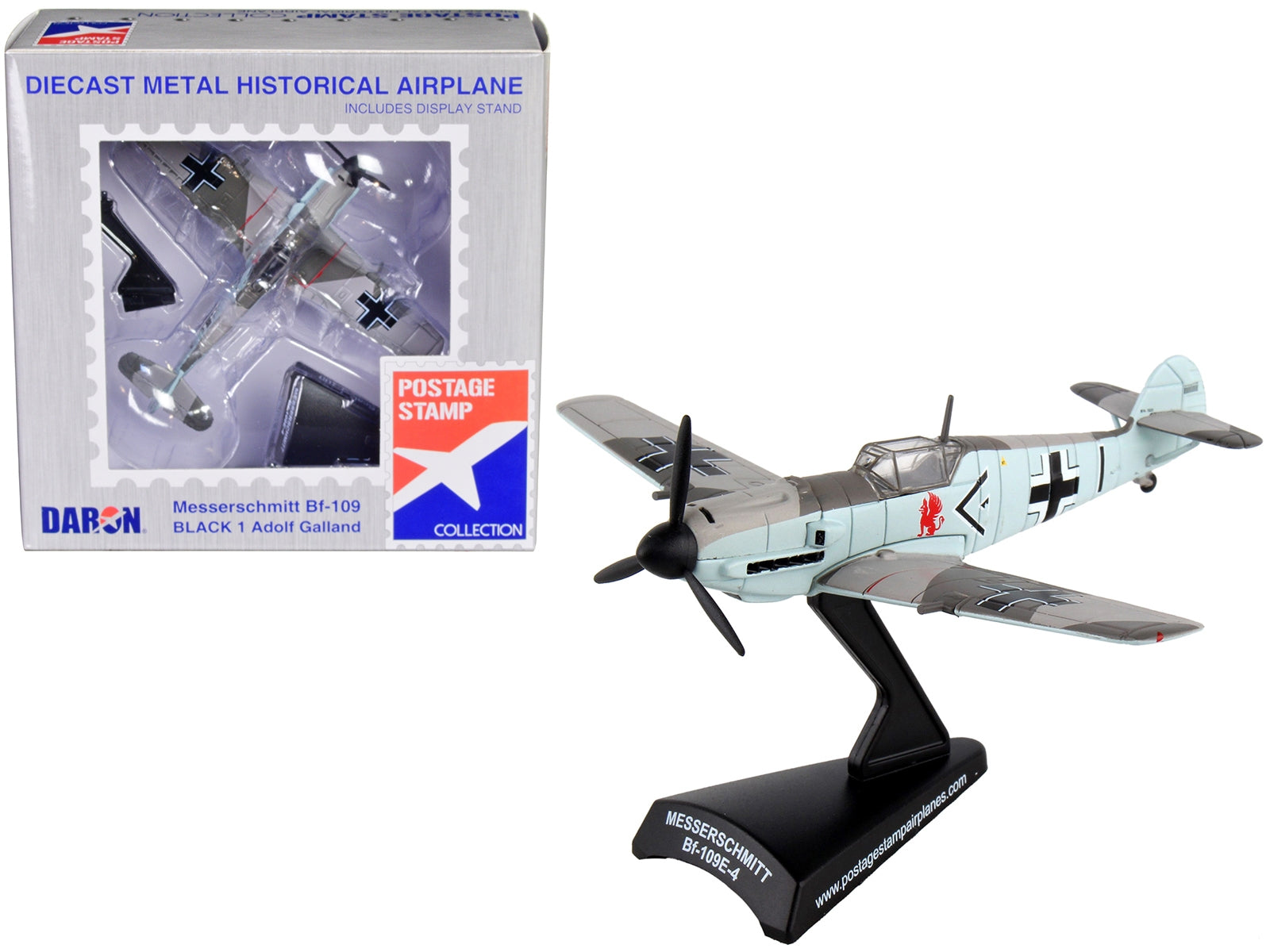 Messerschmitt Bf-109 Fighter Aircraft "Black 1 Ace Adolf Galland" German Luftwaffe 1/87 Diecast Model Airplane by Postage Stamp - Minihomy