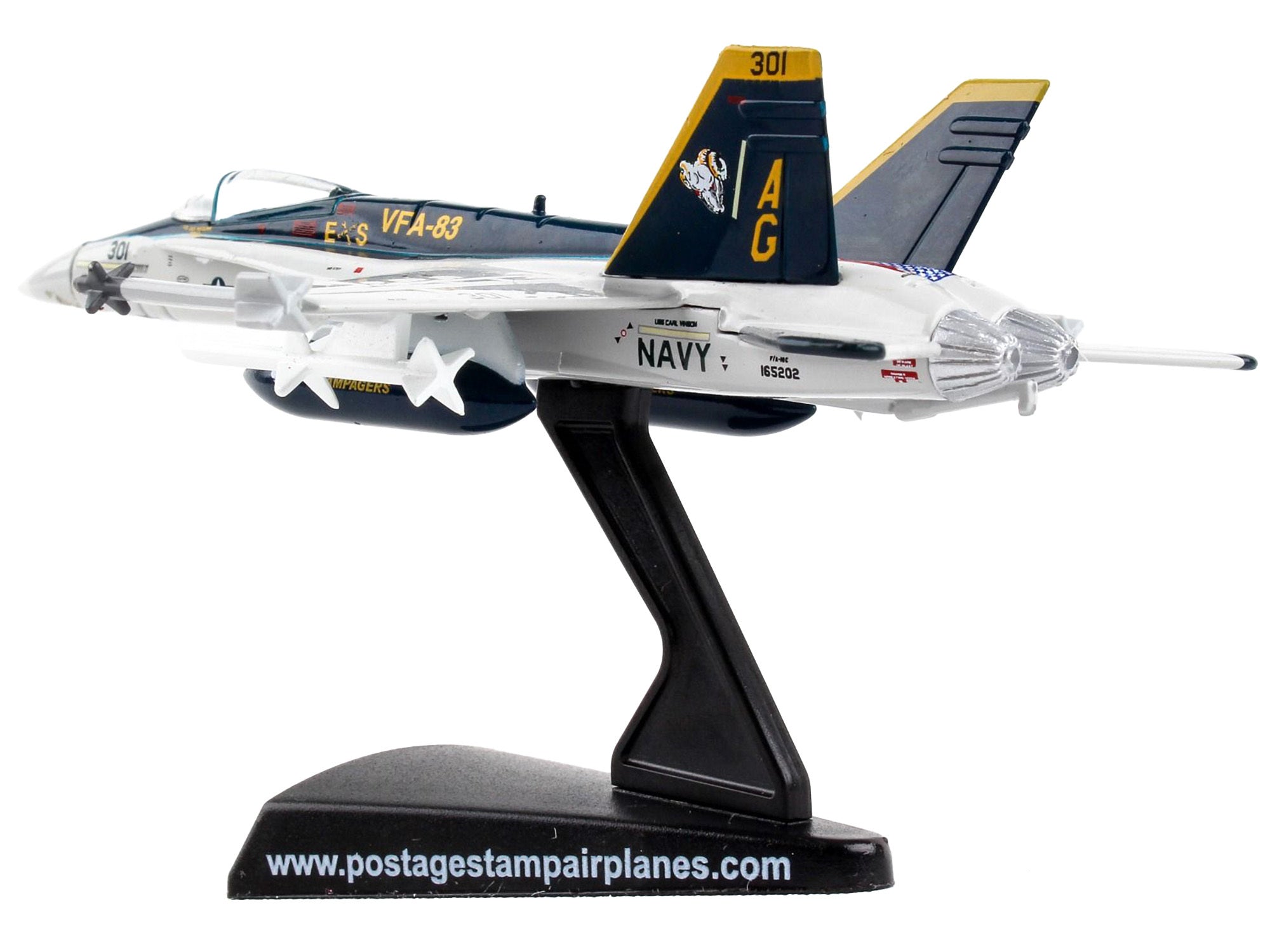 McDonnell Douglas F/A-18C Hornet Fighter Aircraft "VFA-83 Rampagers" United States Navy 1/150 Diecast Model Airplane by Postage Stamp - Minihomy