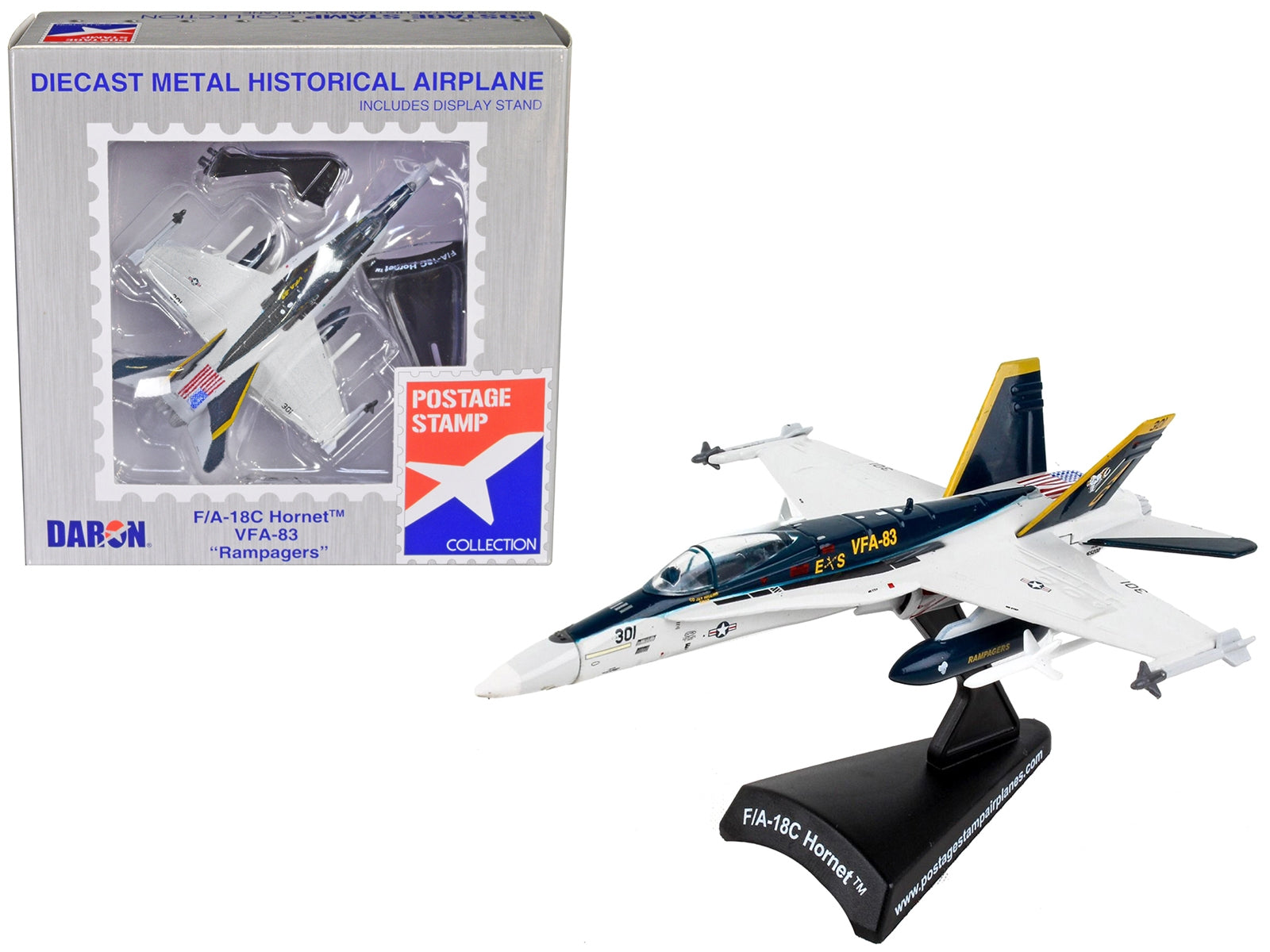 McDonnell Douglas F/A-18C Hornet Fighter Aircraft "VFA-83 Rampagers" United States Navy 1/150 Diecast Model Airplane by Postage Stamp - Minihomy