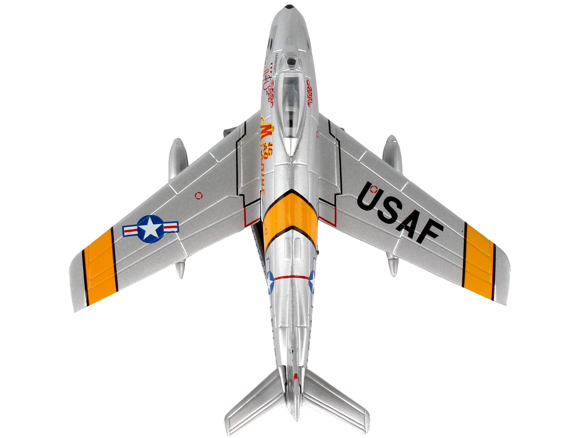 North American F-86F Sabre Fighter Aircraft "Mig Mad Marine" United States Air Force 1/110 Diecast Model Airplane by Postage Stamp - Minihomy