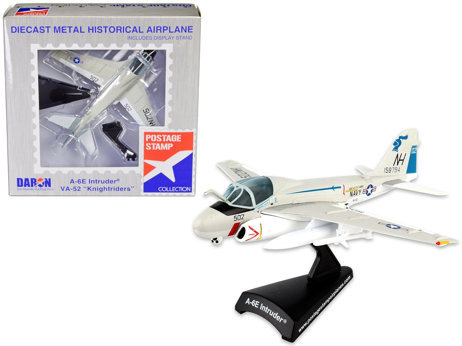 Grumman A-6E Intruder Aircraft "VA-52 Knightriders" United States Navy 1/140 Diecast Model Airplane by Postage Stamp - Minihomy