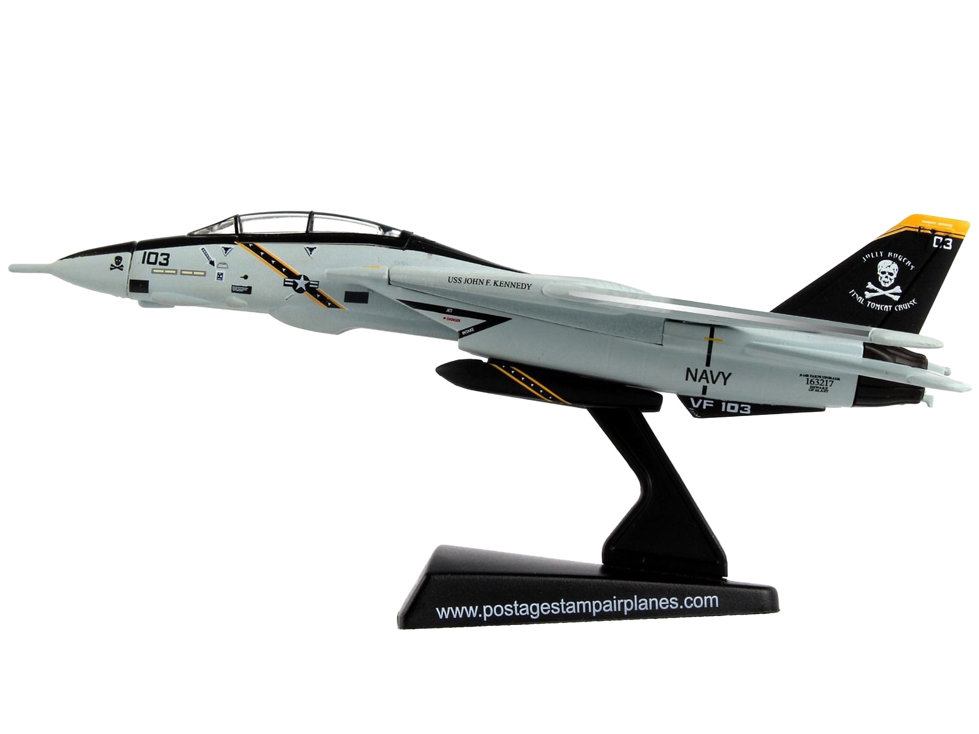 Grumman F-14 Tomcat Fighter Aircraft VFA-103 "Jolly Rogers" United States Navy 1/160 Diecast Model Airplane by Postage Stamp - Minihomy