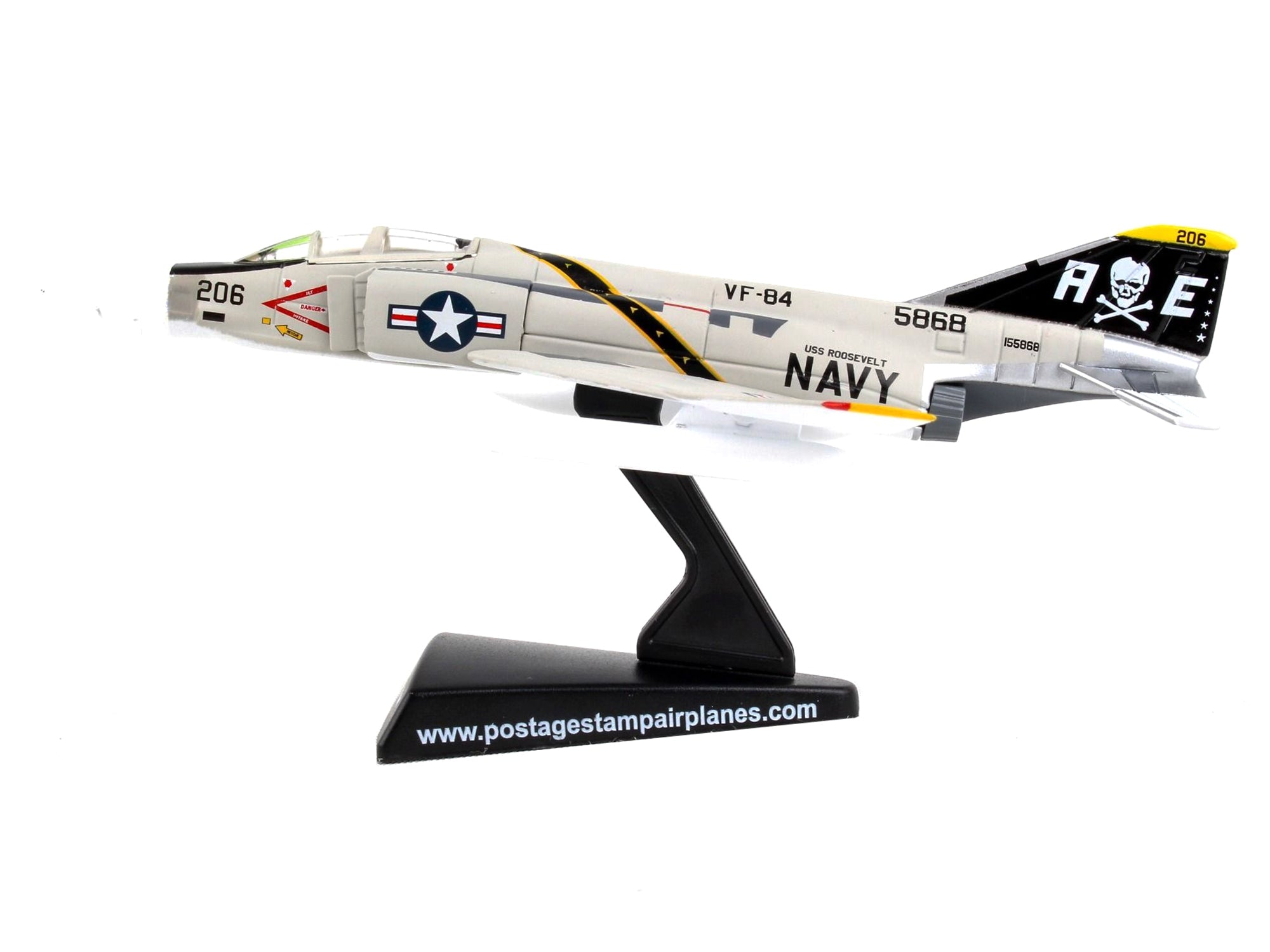 McDonnell Douglas F-4B Phantom II Fighter Aircraft "VFA-84 Jolly Rogers" United States Navy 1/155 Diecast Model Airplane by Postage Stamp - Minihomy