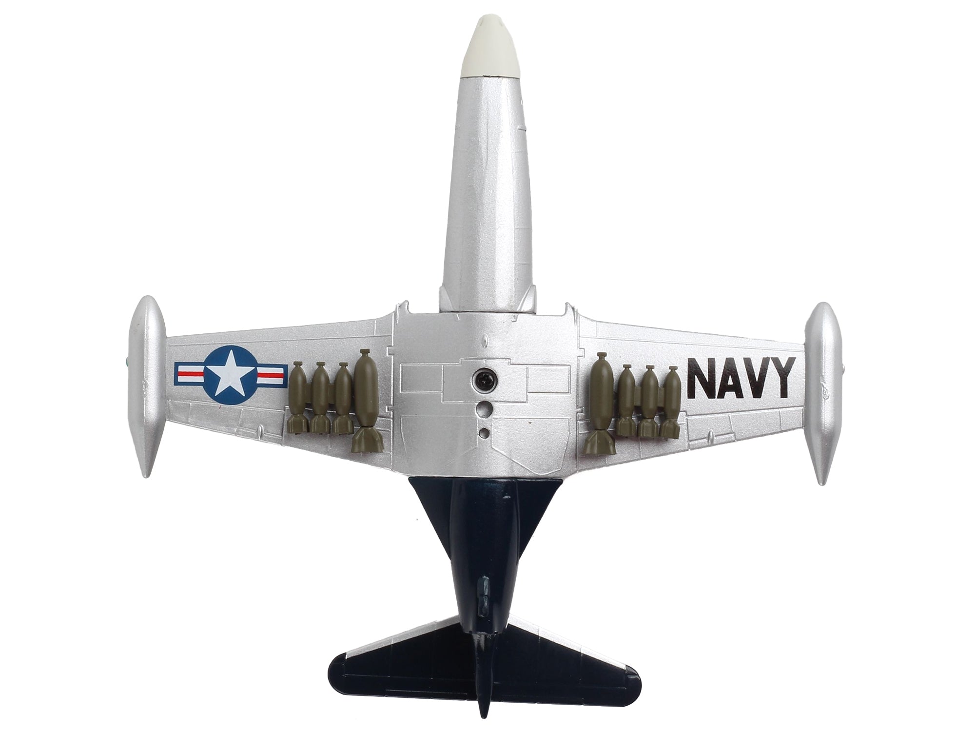 Grumman F9F/F-9 Panther/Cougar Aircraft "Blue-Tail Fly" United States Navy 1/100 Diecast Model Airplane by Postage Stamp - Minihomy