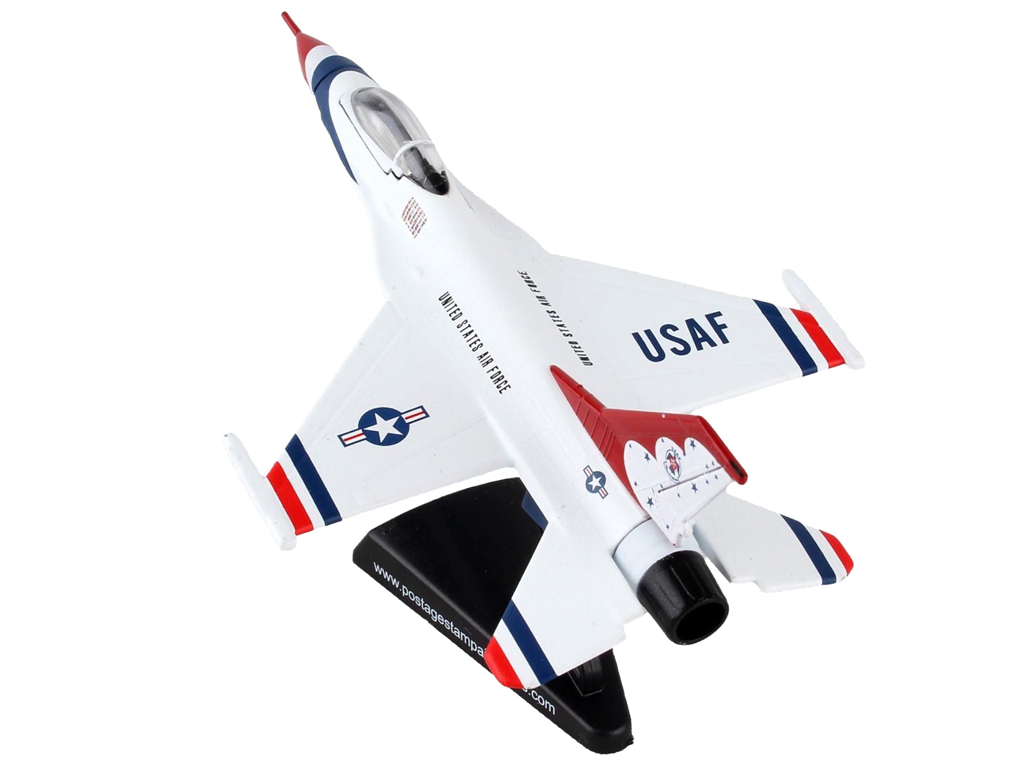 Lockheed Martin F-16 Fighting Falcon Fighter Aircraft "Thunderbirds" United States Air Force 1/126 Diecast Model Airplane by Postage Stamp