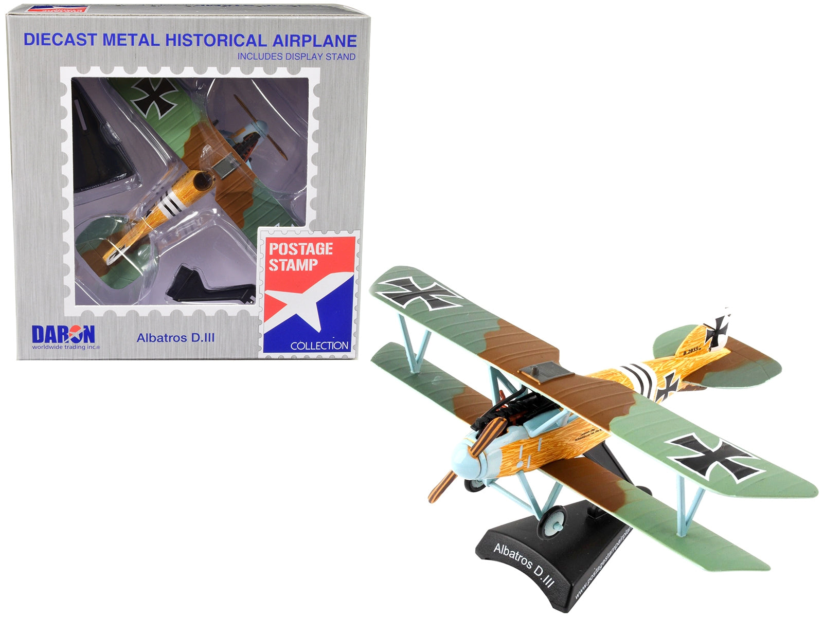 Albatros D.III Fighter Aircraft "Mops - D.2033/16" Imperial German Army Air Service 1/70 Diecast Model Airplane by Postage Stamp - Minihomy