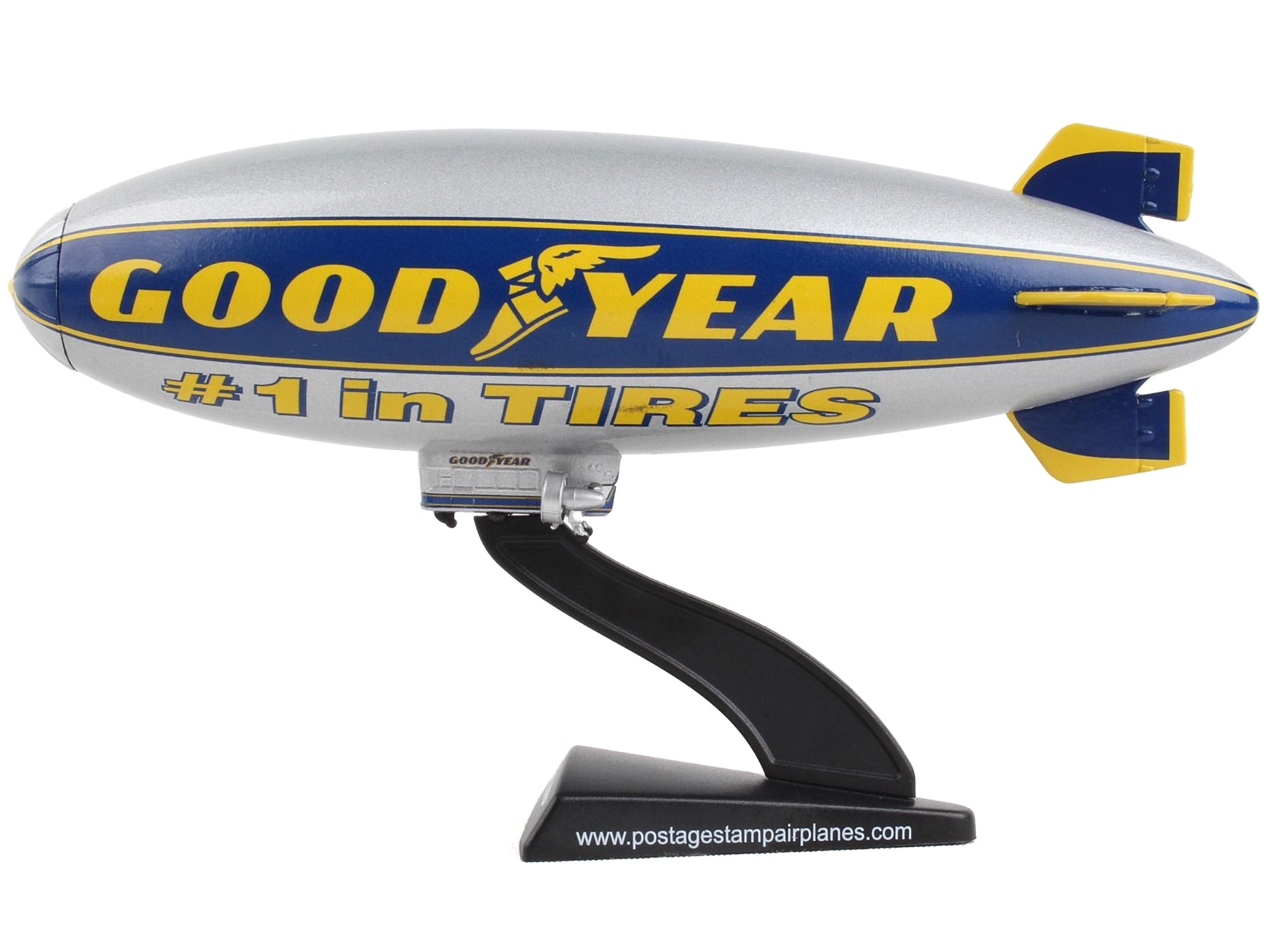 Goodyear Blimp Silver Metallic with Blue and Yellow Graphics "#1 in Tires" 1/350 Diecast Model Airplane by Postage Stamp - Minihomy