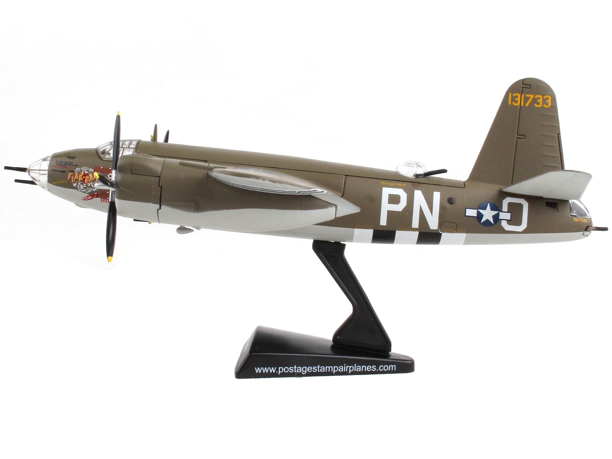 Martin B-26 Marauder Bomber Aircraft "Flak Bait" United States Army Air Forces 1/107 Diecast Model Airplane by Postage Stamp - Minihomy