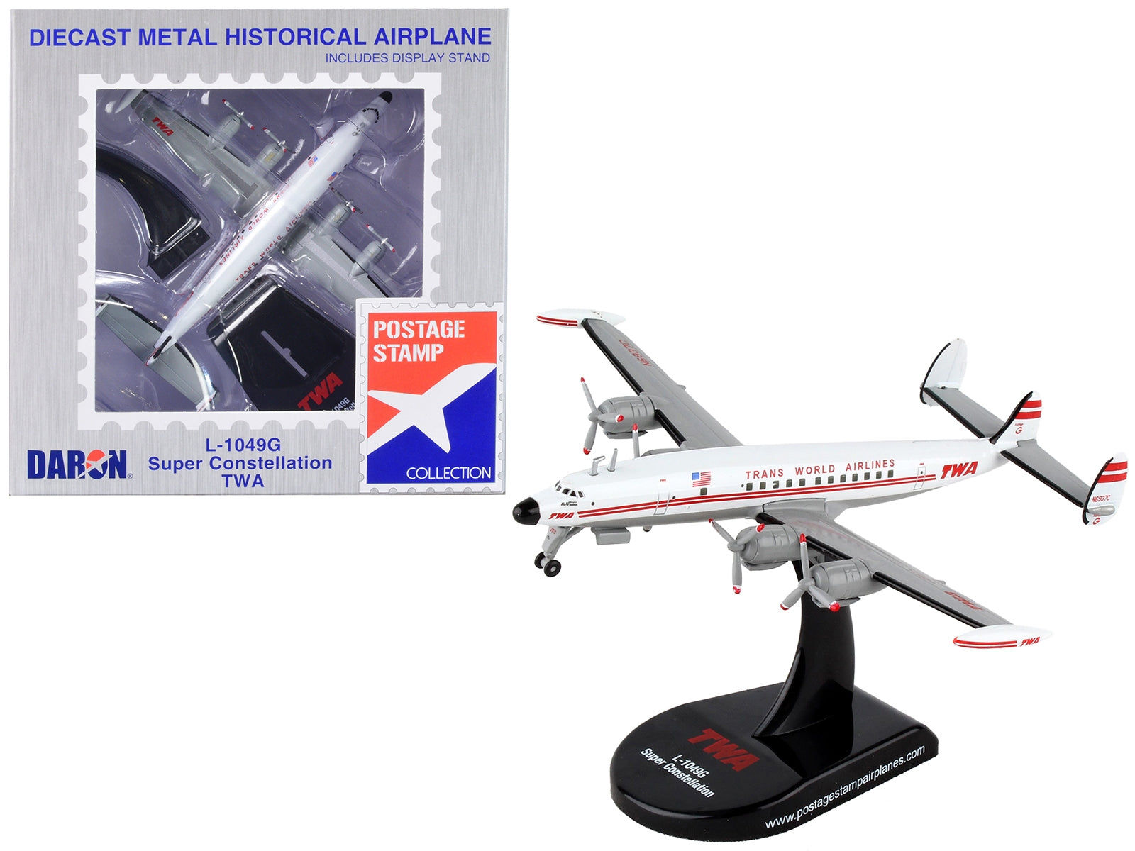 Lockheed L-1049G Super Constellation Commercial Aircraft "Trans World Airlines (TWA)" 1/300 Diecast Model Airplane by Postage Stamp - Minihomy