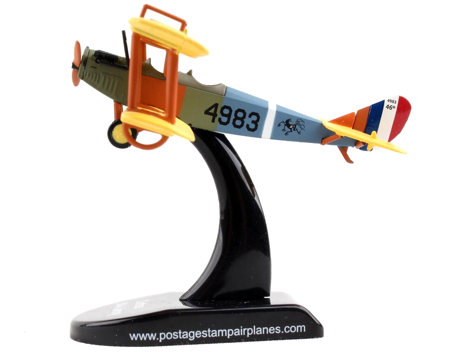 Curtiss JN4 "Jenny" Biplane Aircraft "United States Army Air Service" 1/100 Diecast Model Airplane by Postage Stamp - Minihomy