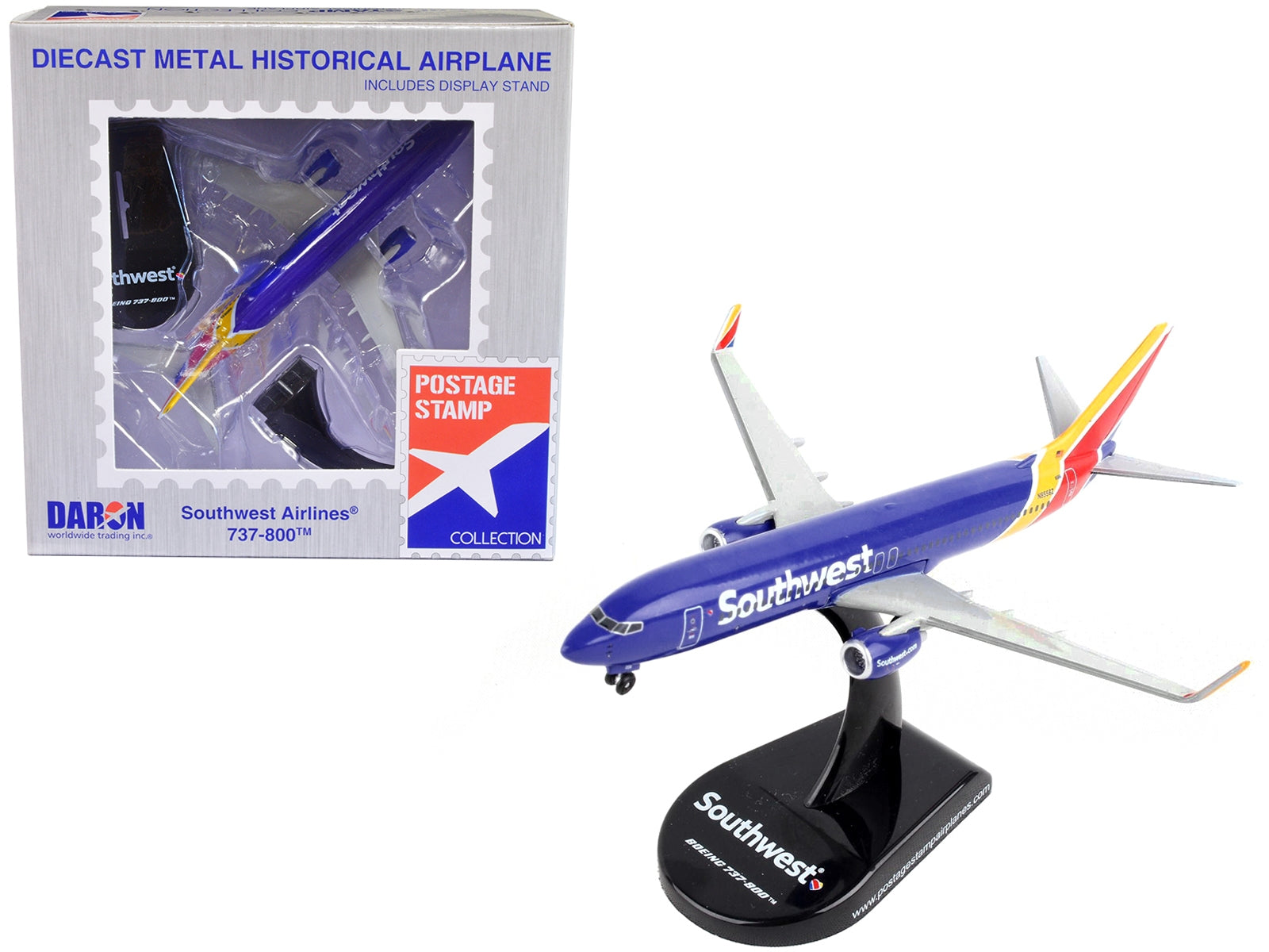 Boeing 737-800 Next Generation Commercial Aircraft "Southwest Airlines" 1/300 Diecast Model Airplane by Postage Stamp - Minihomy