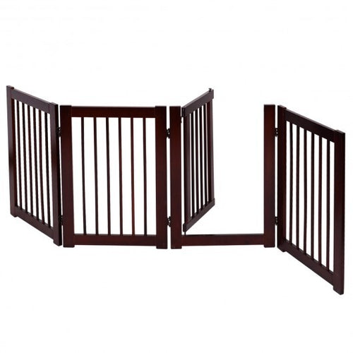 30 Inch Configurable Folding 4 Panel Wood Fence - Color: Brown