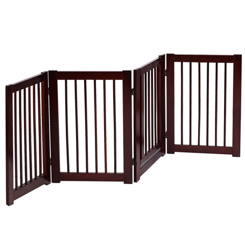 30 Inch Configurable Folding 4 Panel Wood Fence - Color: Brown
