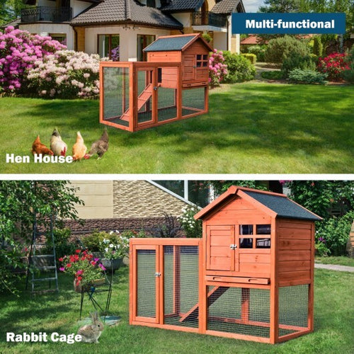Outdoor Wooden Rabbit hutch-Natural - Color: Natural