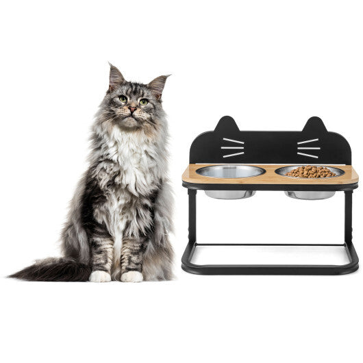 Elevated Pet Feeder with 2 Stainless Steel Bowls for Cats and Small and Medium Dogs