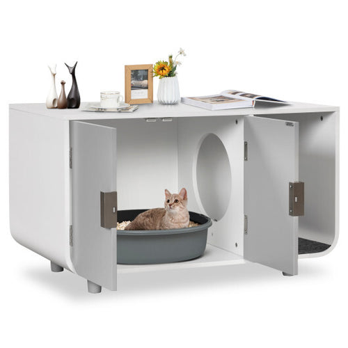 Cat Litter Box Enclosure Furniture with Removable Mat