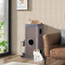 39" Tall Cat Condo with Scratching Posts and 3 Hideaways and 4 Soft Plush Cushions-Gray - Color: Gray - Minihomy