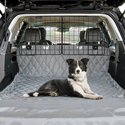 Folding Pet Divider Gate with 2 Straps and 2 Screw Caps for SUV - Color: Black