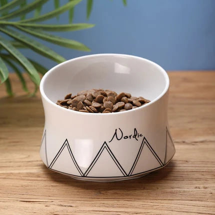 Pet Bowl Ceramic Drinking Feeder Dog Dual-Use High Rise Bowl