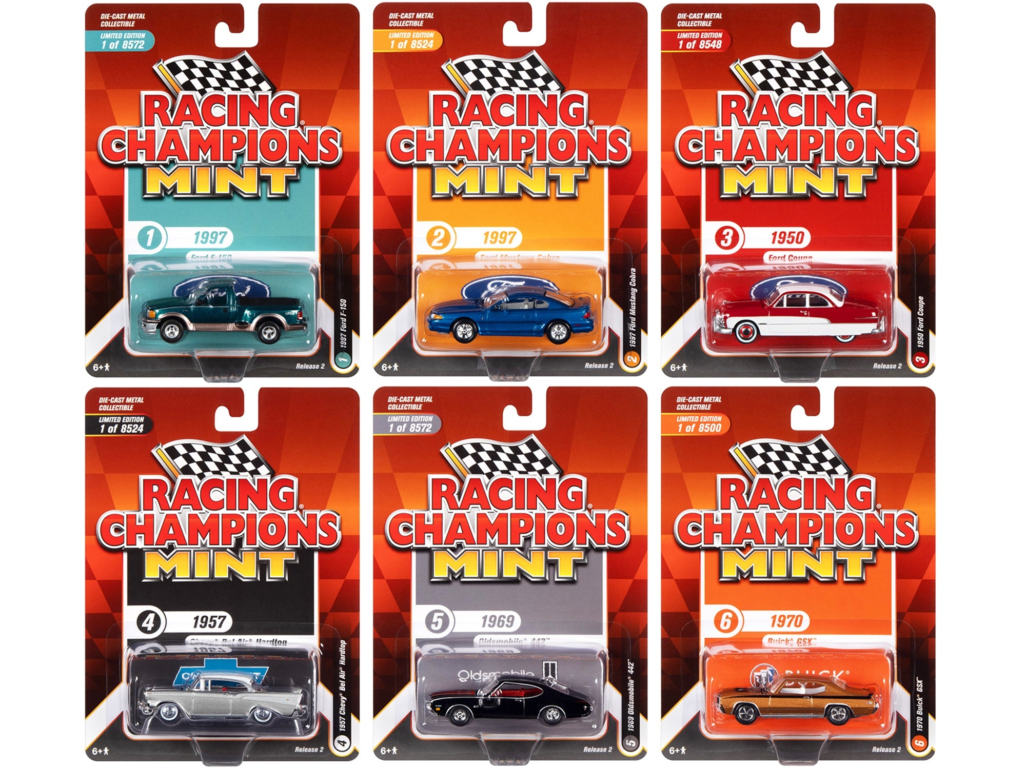 Racing Champions Mint 2022 Set of 6 Cars Release 2 1/64 Diecast Model Cars by Racing Champions