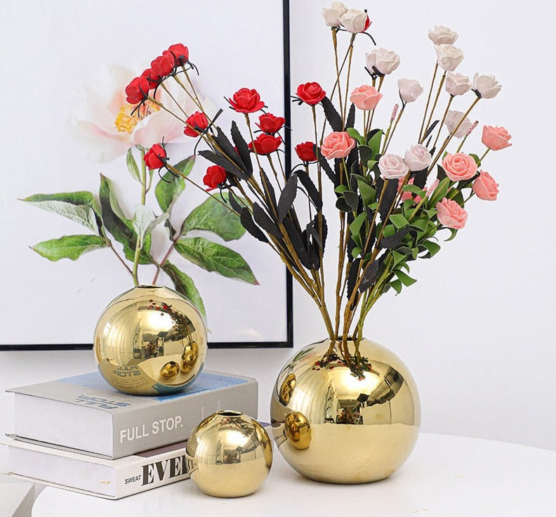 Electroplated Ceramic Gold Vase Home Decor