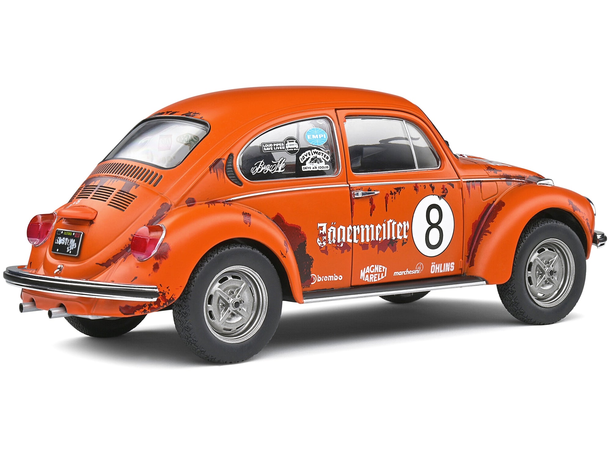 1974 Volkswagen Beetle 1303 #8 Matt Orange "Jagermeister" Tribute "Competition" Series 1/18 Diecast Model Car by Solido - Minihomy