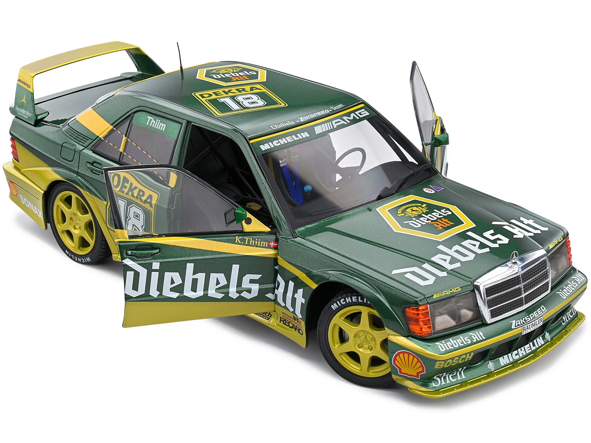 Mercedes-Benz 190 EVO II #18 Kurt Thiim "DTM (Deutsche Tourenwagen Meisterschaft)" (1992) "Competition" Series 1/18 Diecast Model Car by Solido - Minihomy