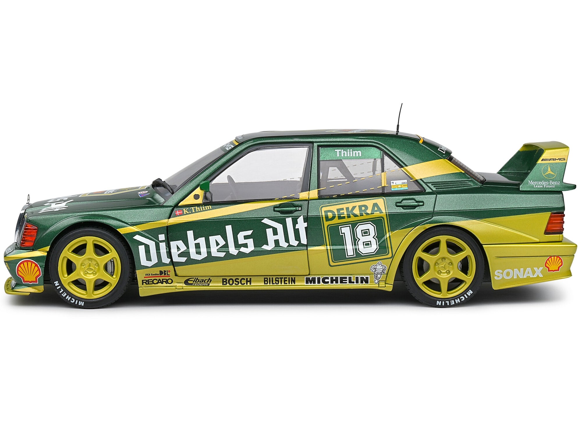 Mercedes-Benz 190 EVO II #18 Kurt Thiim "DTM (Deutsche Tourenwagen Meisterschaft)" (1992) "Competition" Series 1/18 Diecast Model Car by Solido - Minihomy