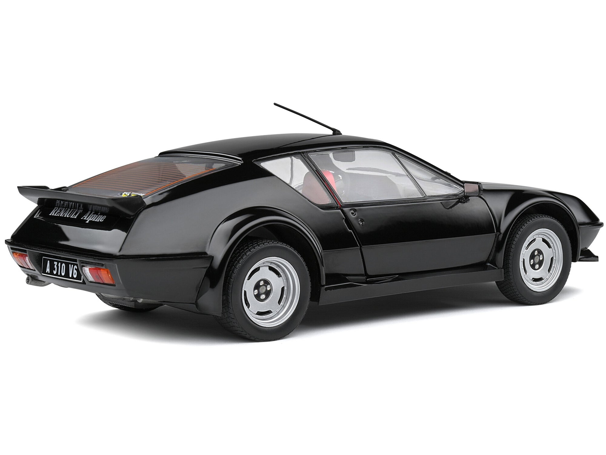 1983 Alpine A310 Pack GT Noir Irise Black with Red Interior 1/18 Diecast Model Car by Solido - Minihomy