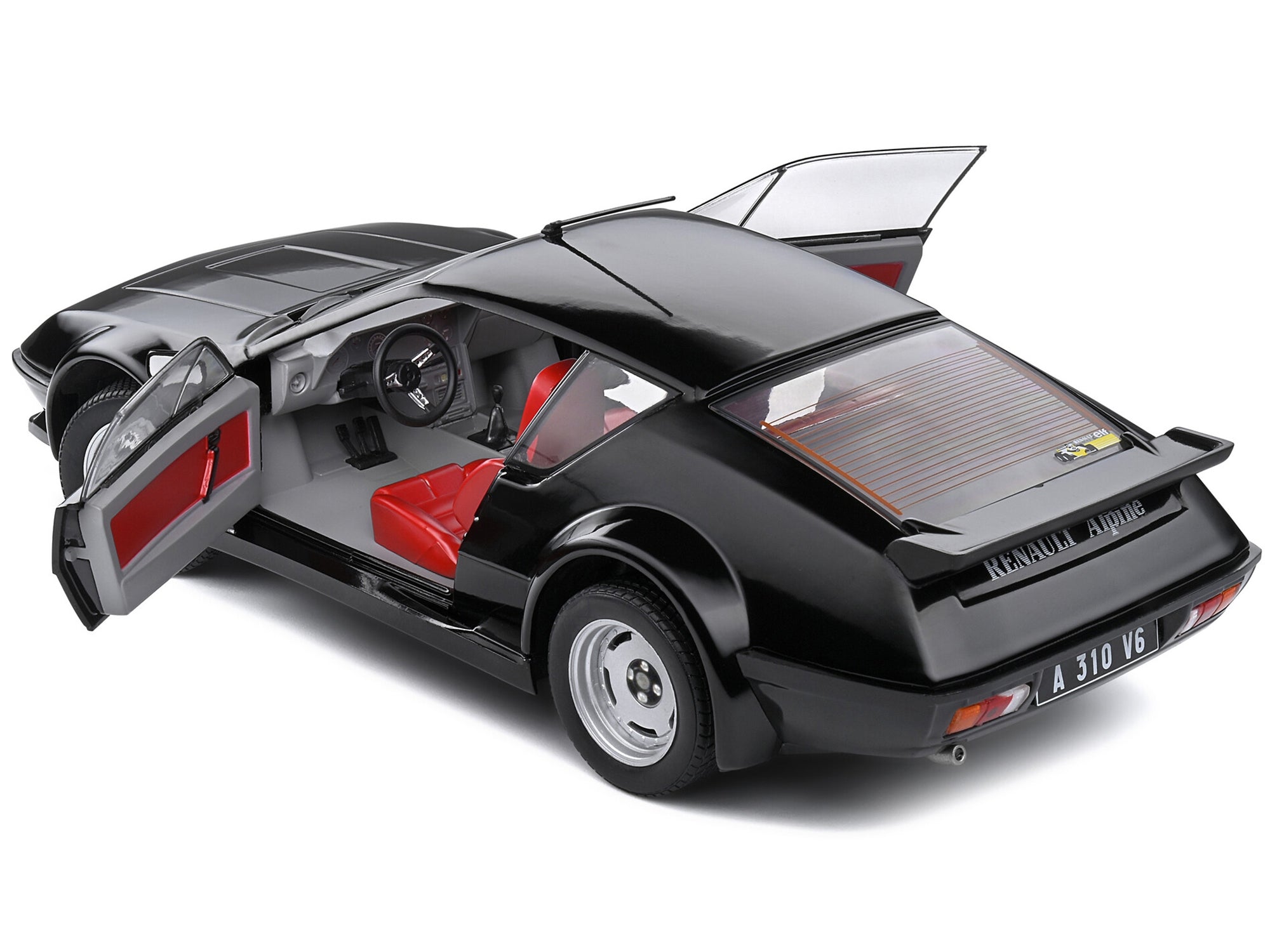 1983 Alpine A310 Pack GT Noir Irise Black with Red Interior 1/18 Diecast Model Car by Solido - Minihomy