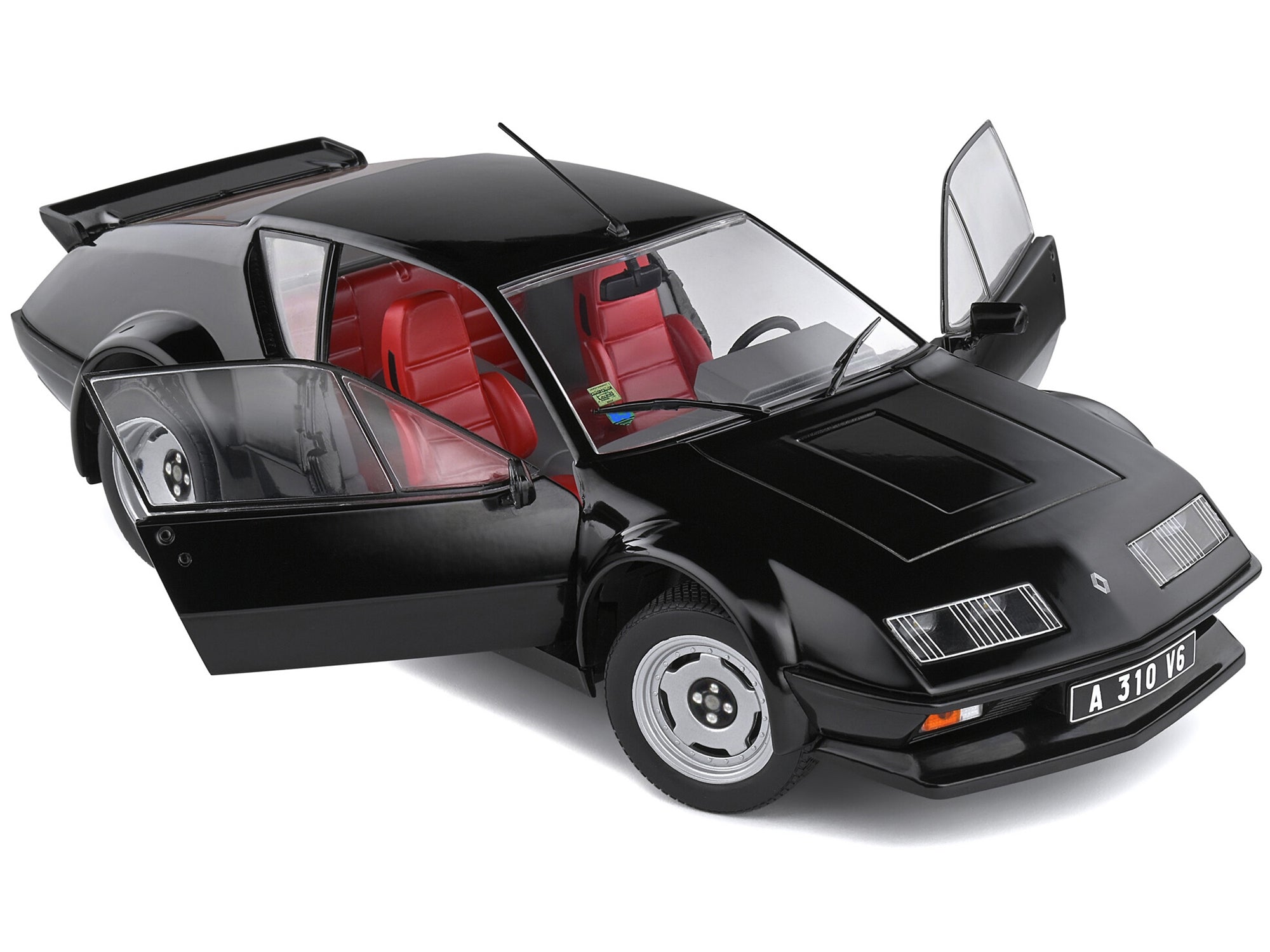 1983 Alpine A310 Pack GT Noir Irise Black with Red Interior 1/18 Diecast Model Car by Solido - Minihomy